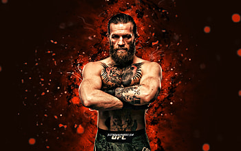 Conor McGregor, , 2021, orange neon lights, MMA, UFC, american fighters, Mixed martial arts, UFC fighters, Conor Anthony McGregor, MMA fighters, Conor McGregor HD wallpaper
