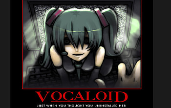 just when u think, miku, scary, scared, computer, aqua, unistall HD wallpaper