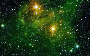 Green Nebula, Celestial elegance, Cosmic serenity, Enchanting starlit sky HD wallpaper