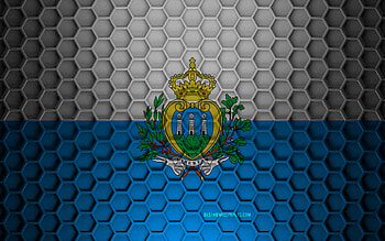 San Marino flag, 3d hexagons texture, San Marino, 3d texture, San Marino 3d flag, metal texture, flag of San Marino HD wallpaper