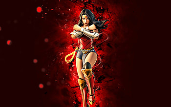 Wonder Woman, , red neon lights, Fortnite Battle Royale, Fortnite characters, Wonder Woman Skin, Fortnite, Wonder Woman Fortnite HD wallpaper