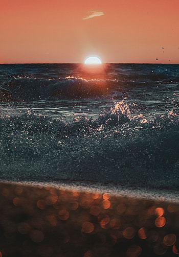 Nature, Water, Sunset, Sea, Waves, Spray HD phone wallpaper