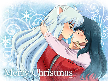 Silent Night, night, silent, inuyasha, xmas, merry, kagome, christmas, couple, romantic HD wallpaper