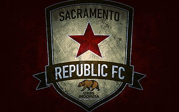 Sacramento Republic FC, American soccer team, burgundy background, Sacramento Republic FC logo, grunge art, USL, soccer, Sacramento Republic FC emblem HD wallpaper
