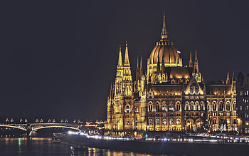 Landmarks of Budapest, Nightscapes, Hungarian Parliament Building, Danube river HD wallpaper