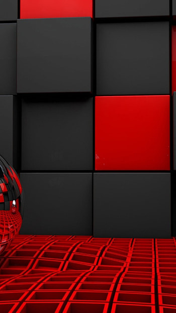 Black And Red, Black And Red Cubes HD phone wallpaper