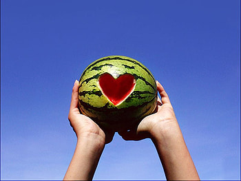 Heart, cool, watermelon HD wallpaper