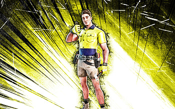 Lazarbeam, grunge art, Fortnite Battle Royale, Fortnite characters, yellow abstract rays, Lazarbeam Skin, Fortnite, Lazarbeam Fortnite HD wallpaper