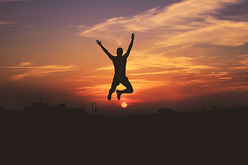 Sunset, Sky, Dark, Silhouette, Human, Person, Bounce, Jump HD wallpaper