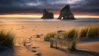 Beach in New Zealand, new zealand, rocks, ocean, beach HD wallpaper