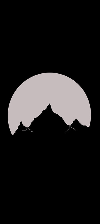 Night, aesthetic, crescent, midnight, minimal, moon, mountain, balck, dark, oled HD phone wallpaper