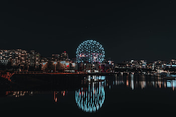 Lights, Reflection, Dark, Night City, Construction, Design, Ball HD wallpaper