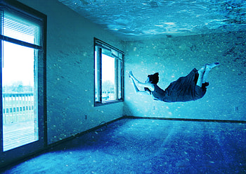 under water escape, blue, sexy, lovely pretty, model, room, graphy, underwater, water, female HD wallpaper
