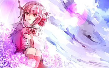 Anime, Flowers, Art, Pink, Girl, Umbrella HD wallpaper