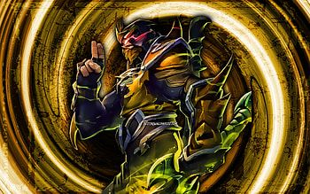 Yellow Jacket Shen, yellow grunge background, League of Legends, MOBA, vortex, LoL, Yellow Jacket Shen League of Legends HD wallpaper