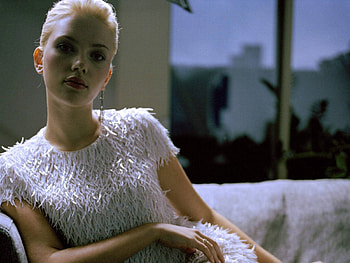 Scarlett Johansson, nice pic, blue eyes, white dress, blonde hair, pretty face, actress, female HD wallpaper