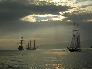Landscape, Ships HD wallpaper