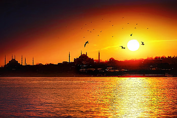 Mosque, Bosphorus, Turkey, Istanbul, Religious, Sunset, Mosques HD wallpaper