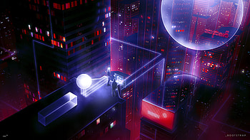 People, Art, Cyberpunk, Roof, Sci-Fi HD wallpaper