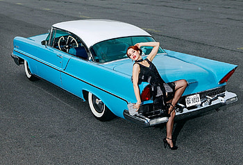 Lincoln Premiere 1957, Heels, Whitewalls, Model, Blue HD wallpaper