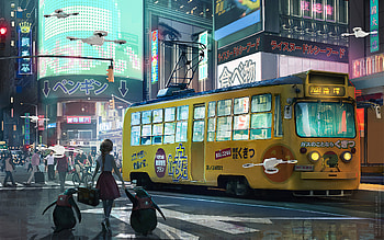 Girl With Penguins, artist, artwork, artstation HD wallpaper