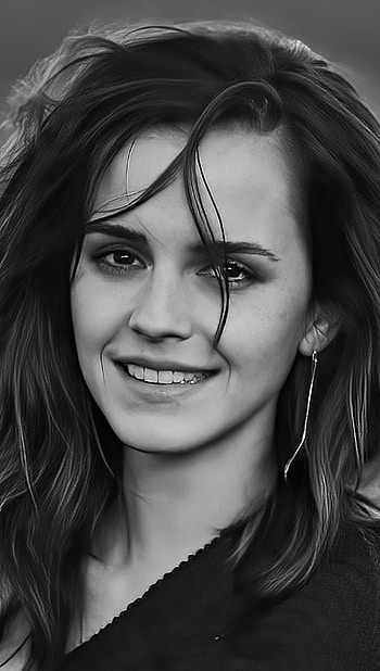Emma Watson, Monochrome , Ultra HD phone wallpaper