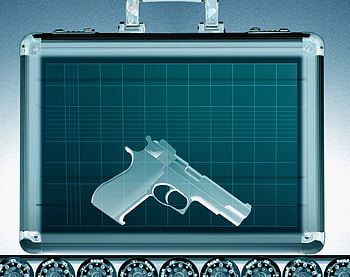 Scaner, gun, briefcase HD wallpaper