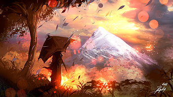 Fantasy Girl Umbrealla Painting, umbrella, painting, artist, artwork, digital-art, fantasy, deviantart HD wallpaper