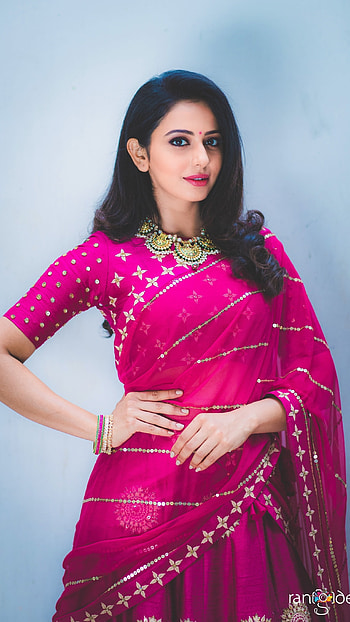 Rakul Preet, Pink Saree HD phone wallpaper