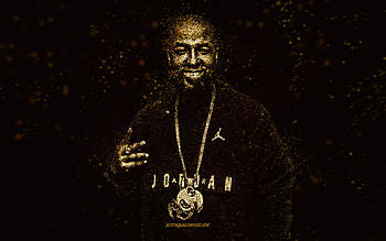 Tech N9ne, yellow glitter art, black background, American rapper, Tech N9ne art, Aaron Dontez Yates HD wallpaper
