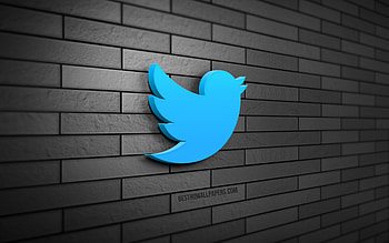 Twitter 3D logo, , gray brickwall, creative, social networks, Twitter logo, 3D art, Twitter HD wallpaper