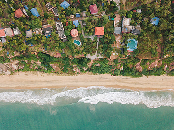 Nature, Beach, Palms, Building, View From Above, Shore, Bank HD wallpaper