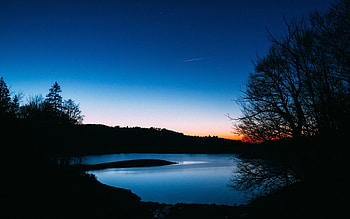 Landscape, Nature, Trees, Sunset, Sky, Night, Lake, Dark HD wallpaper