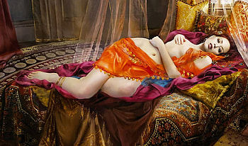 In the Harem, harem, art, exotic, , beautiful, girl, woman, digital, fantasy HD wallpaper