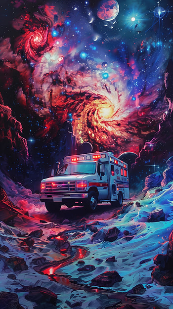 Ambulance in Cosmic Voyage HD phone wallpaper