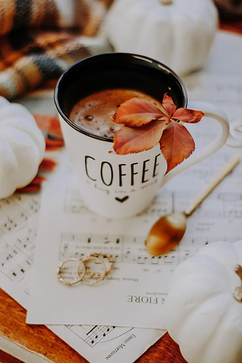 Rings, Coffee, Miscellanea, Miscellaneous, Cup, Leaflet, Mug, Spoon HD phone wallpaper