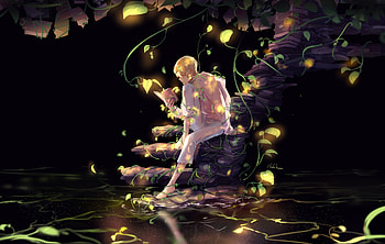 Anime boy, read, book, art HD wallpaper