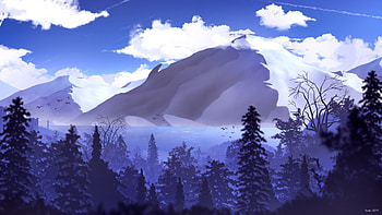 Art, Mountains, Clouds, Vertex, Forest, Tops HD wallpaper
