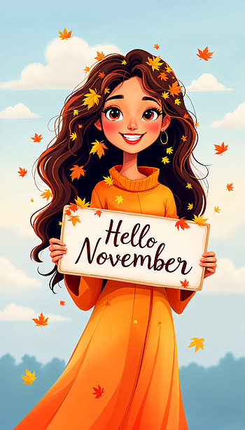 Welcome November: A Cozy , Autumn, november, girl, leaf HD phone wallpaper