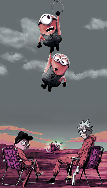 Minions X Rick&morty, movie, cartoon, comic HD phone wallpaper