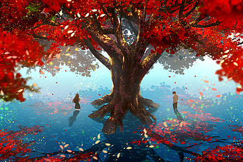 Love Memories With Tree , anime, couple, love HD wallpaper