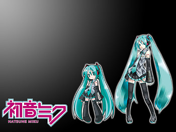 Miku Plus One, corner light, japanese, hatsune miku, multiple mikus, vocaloid, miku hatsune, miku, chibi, two mikus, light, hatsune, life size miku, black backgroud, life size, chibi miku HD wallpaper