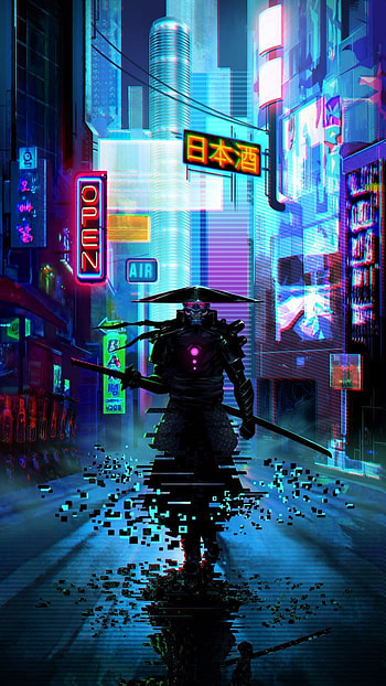 . Samurai , Futuristic samurai, Ninja art, Neon Ninja HD phone wallpaper