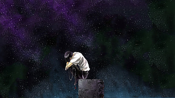Neon Genesis Evangelion, Ikari Shinji, Stars, Alone, Anime HD wallpaper