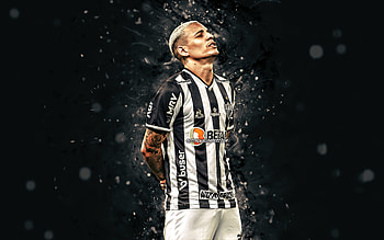 Guilherme Arana, , 2021, Atletico Mineiro FC, brazilian footballers, soccer, Clube Atletico Mineiro, Brazilian Serie A, football, white neon lights, Guilherme Arana Atletico Mineiro, Guilherme Arana , CAM HD wallpaper