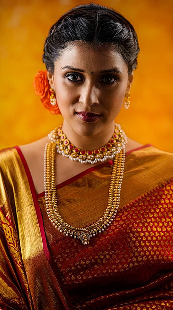 Mannara Chopra, telugu actress, saree beauty, traditional, model HD phone wallpaper