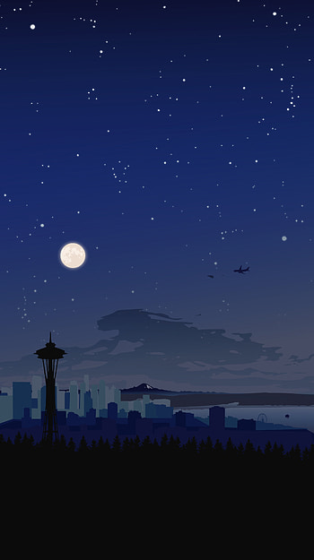 Cartoon Skyline, Night skyline , Landscape scenery, Anime scenery HD phone wallpaper