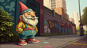 Charming Garden Gnome in Ultra, garden gnome, gnome, Street Art, urban, fantasy HD wallpaper