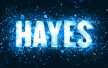 Happy Birtay Hayes, , blue neon lights, Hayes name, creative, Hayes Happy Birtay, Hayes Birtay, popular american male names, with Hayes name, Hayes HD wallpaper