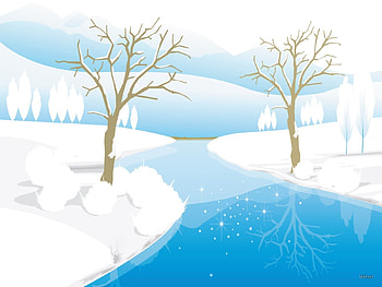 Landscape, Winter, Rivers, Trees HD wallpaper